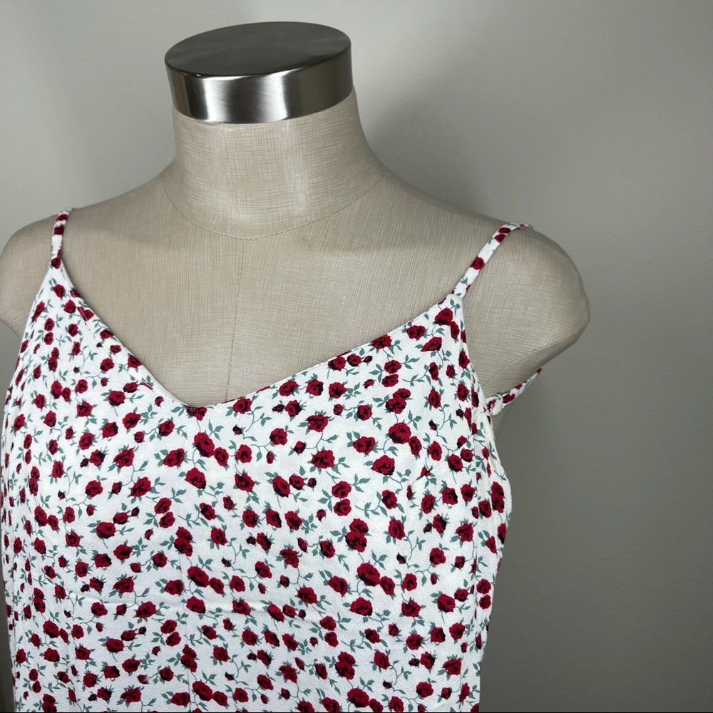 REFORMATION Floral White Red Dove Midi Slit Dress 0 - Picture 2 of 7